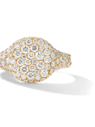 David Yurman 18kt Yellow Gold Chevron Diamond Pinky Ring (10mm) In D88adi