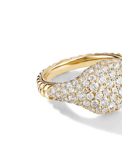 David Yurman 18kt Yellow Gold Chevron Diamond Pinky Ring (10mm) In D88adi