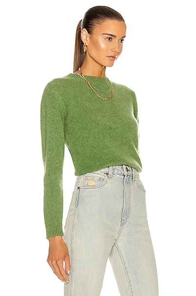 Shop The Elder Statesman Simple Crop Crew Sweater In Grass