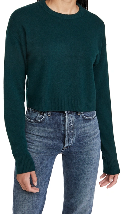 Shop Reformation Relaxed Cropped Cashmere Crew Sweater In Emerald