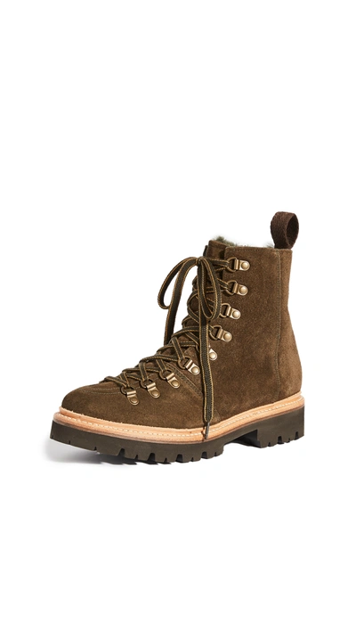 Shop Grenson Nanette Military Ski Boots In Military Suede