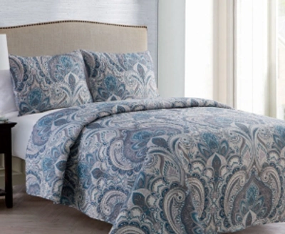Shop Vcny Home Lawrence Pinsonic Rev 3 Piece Full/queen Quilt Set In Blue