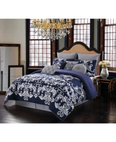 Shop Style 212 Dolce King 10 Piece Comforter Set In Silver And Navy