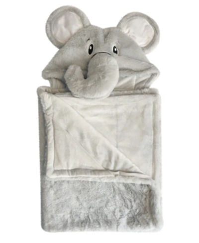 Shop Happycare Textiles Snoogie Boo Ultra-soft Baby Faux Fur Hooded Towel, 30" X 36" In Silver