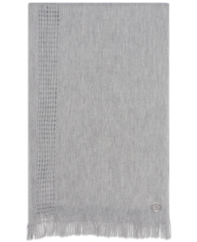 Shop Calvin Klein Cozy Pointelle-knit Scarf In Heathered Mid Grey