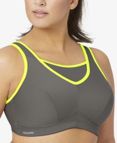 Shop Glamorise Women's Plus Size Sport No-bounce Camisole Bra In Gray/yellow