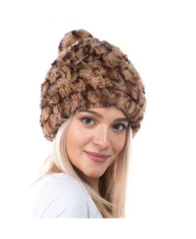 Shop Marcus Adler Women's Modern Cable Faux Fur Pom Hat In Mauve