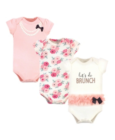 Shop Little Treasure Baby Girls Cotton Bodysuits In Lets Do Brunch