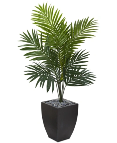 Nearly Natural 4.5' Kentia Palm Artificial Tree In Black-washed Planter In Green