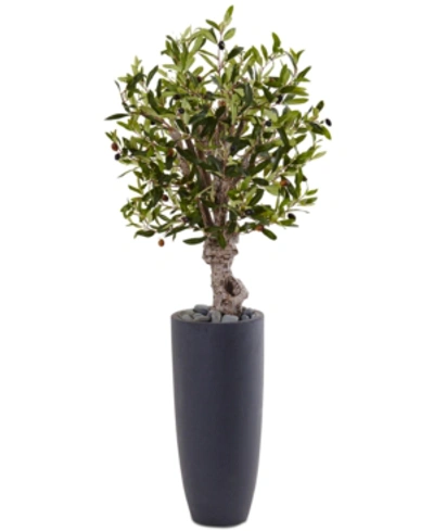 Nearly Natural 3.5' Olive Artificial Tree In Gray Cylinder Planter In Green