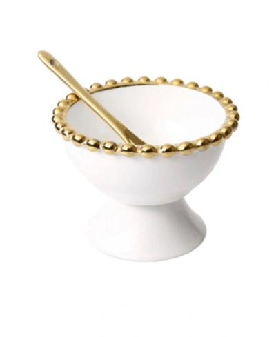 Shop Classic Touch Set Of 4 Porcelian Dessert Cups With Gold Beaded Design In White