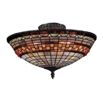 Elk Lighting Jewelstone 3-light Semi-flush In Classic Bronze In Bronze