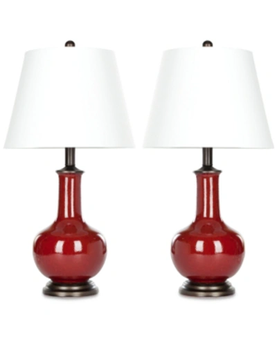 Shop Safavieh Set Of 2 Carolanne Table Lamps In Red