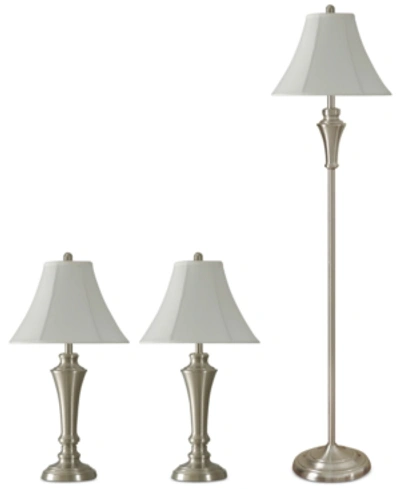 Shop Stylecraft Kadian Set Of 3: 2 Table Lamps And 1 Floor Lamp In Silver