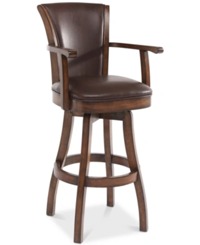 Shop Armen Living Raleigh Arm 26" Counter Height Swivel Wood Barstool In Chestnut Finish And Kahlua Faux Leather