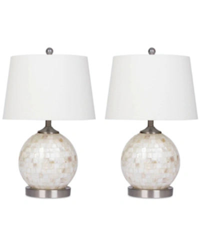 Shop Abbyson Living Set Of 2 Mother-of-pearl Mini Round Table Lamps In White