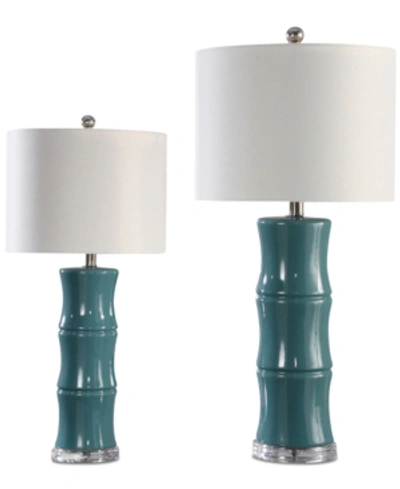 Shop Abbyson Living Set Of 2 Pargo Table Lamps In Teal