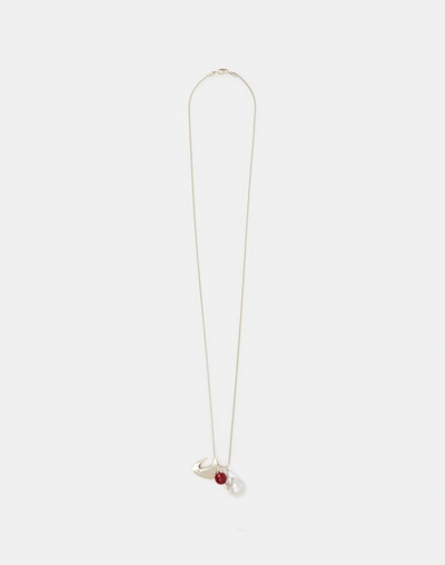 Shop Lafayette 148 Italian Half Moon & Baroque Pearl Charm Necklace In Pink
