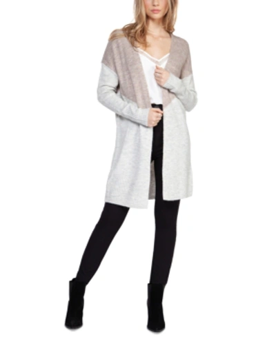 Shop Black Tape Colorblocked Open-front Cardigan In Grey/oat Colorblock