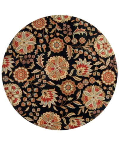 Surya Athena Ath-5017 Black 4' Round Area Rug In Black
