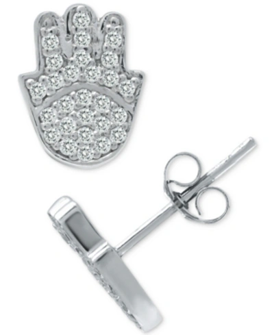 Shop Giani Bernini Cubic Zirconia Hamsa Hand Stud Earrings In Sterling Silver, Created For Macy's
