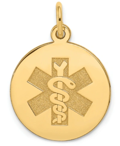 Shop Macy's Medical Info Disc Charm Pendant In 14k Gold In Yellow Gold