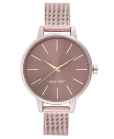 Shop Nine West Women's Pink Mesh Bracelet Watch, 38mm