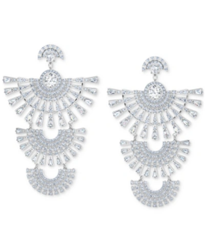 Shop Swarovski Silver-tone Crystal Triple Drop Earrings