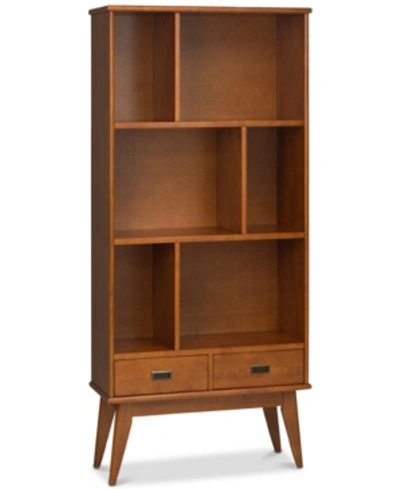 Simpli Home Ednie Wide Bookcase In Teak Brown