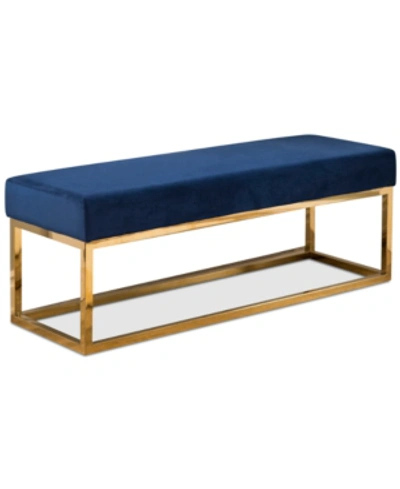 Shop Abbyson Living Hadley Velvet Bench In Navy