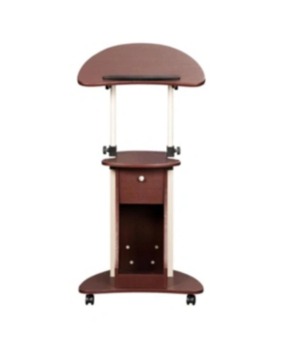 Shop Rta Products Techni Mobili Sit-to-stand Rolling Adjustable Laptop Cart In Chocolate