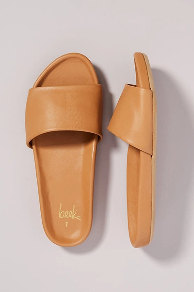 Shop Beek Gallito Leather Slide Sandals In Beige