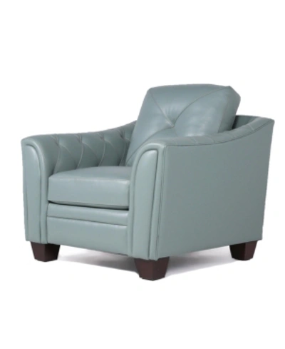 Shop Nice Link Jaira Tufted Leather Club Chair In Spa Blue