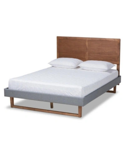 Shop Baxton Studio Allegra Mid-century Modern Queen Size Platform Bed In Gray