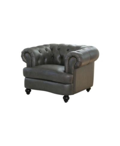 Shop Abbyson Living Milford Leather Accent Chair In Gray