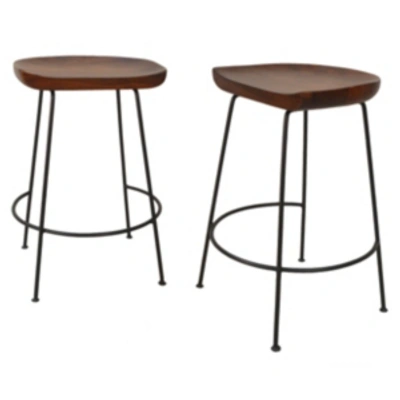 Shop Carolina Classics Palmetto Counter Stool (set Of 2) In Brown