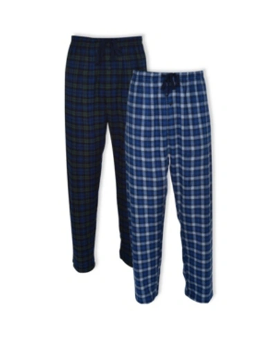 Shop Hanes Platinum Hanes Men's Big And Tall Flannel Sleep Pant, 2 Pack In Blue Plaid And Blackwatch Plaid