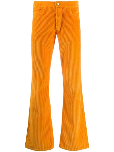 Shop Erl Mid-rise Corduroy Flared Trousers In Orange