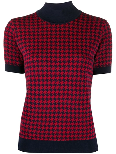 Shop Hugo Boss Houndstooth Print Knitted Top In Red