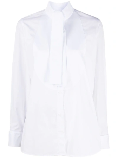 Shop Emporio Armani Bib-collar Long-sleeve Shirt In White