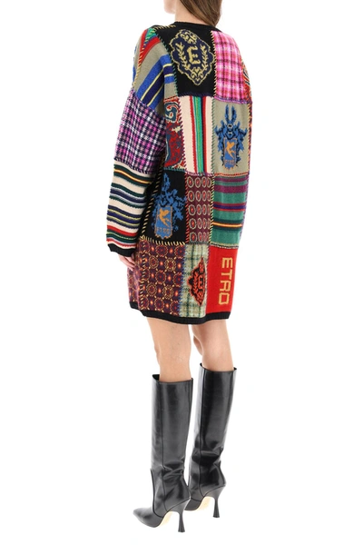 Shop Etro Patchwork Mini Dress In Red,green,blue