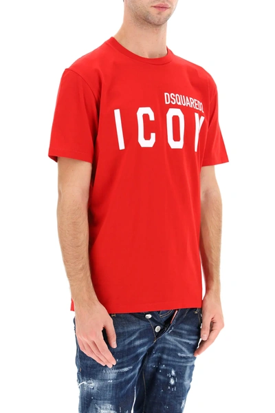 Shop Dsquared2 Icon Print T-shirt In Red,white