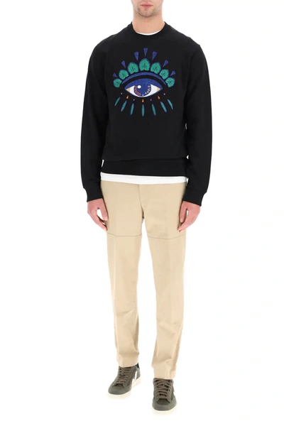 Shop Kenzo Eye Embroidery Sweatshirt In Black,green,blue