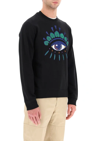 Shop Kenzo Eye Embroidery Sweatshirt In Black,green,blue