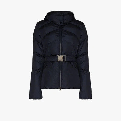 Shop Moncler Aloes Belted Puffer Jacket In Blue