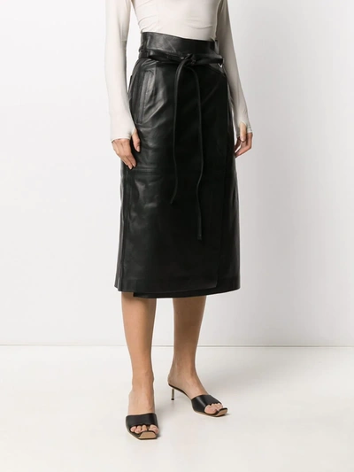 Shop Ambush Leather Wrap Skirt In Black