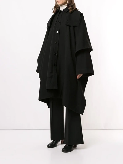 Shop Lemaire Oversized Draped Wool Coat In Black