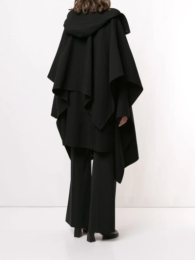 Shop Lemaire Oversized Draped Wool Coat In Black