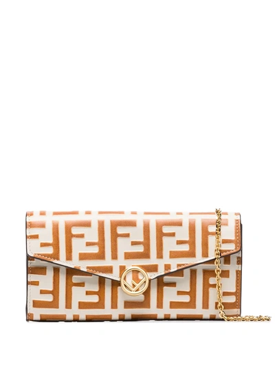 Shop Fendi Ff Motif Wallet-on-chain In Orange