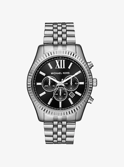 Shop Michael Kors Oversized Lexington Silver-tone Watch